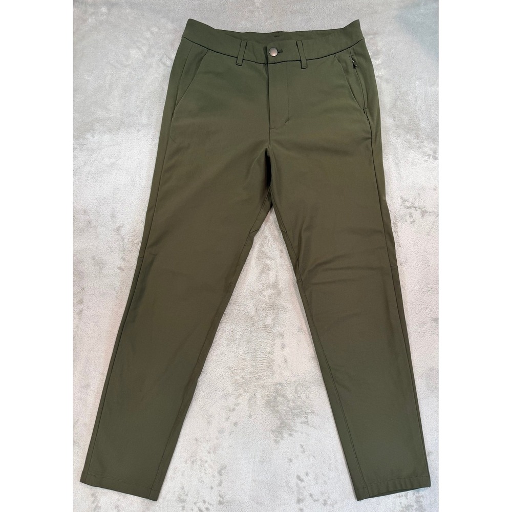 Lululemon Mens Commission Pant Trouser Slim Warpstreme  Dark Olive Green 28x28